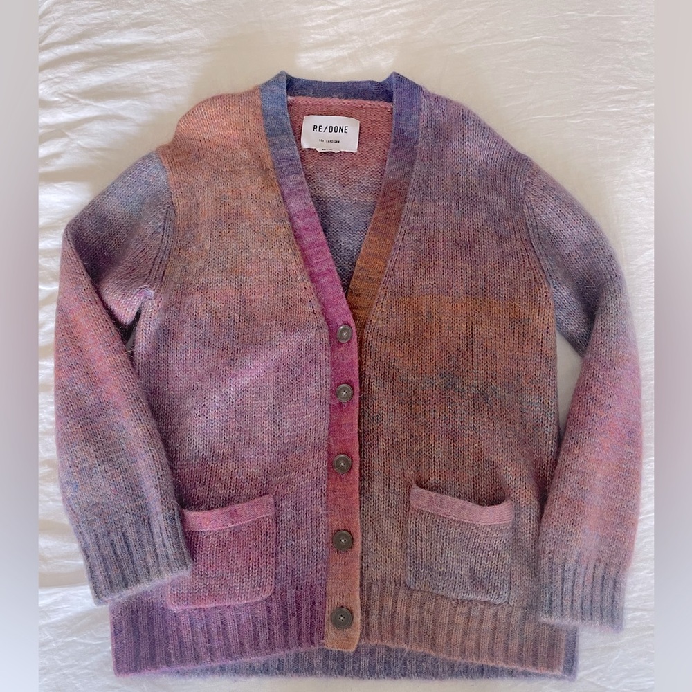 Re/Done 90s Oversized Space Dye Knit Cardigan Button Front Ombre - Size S